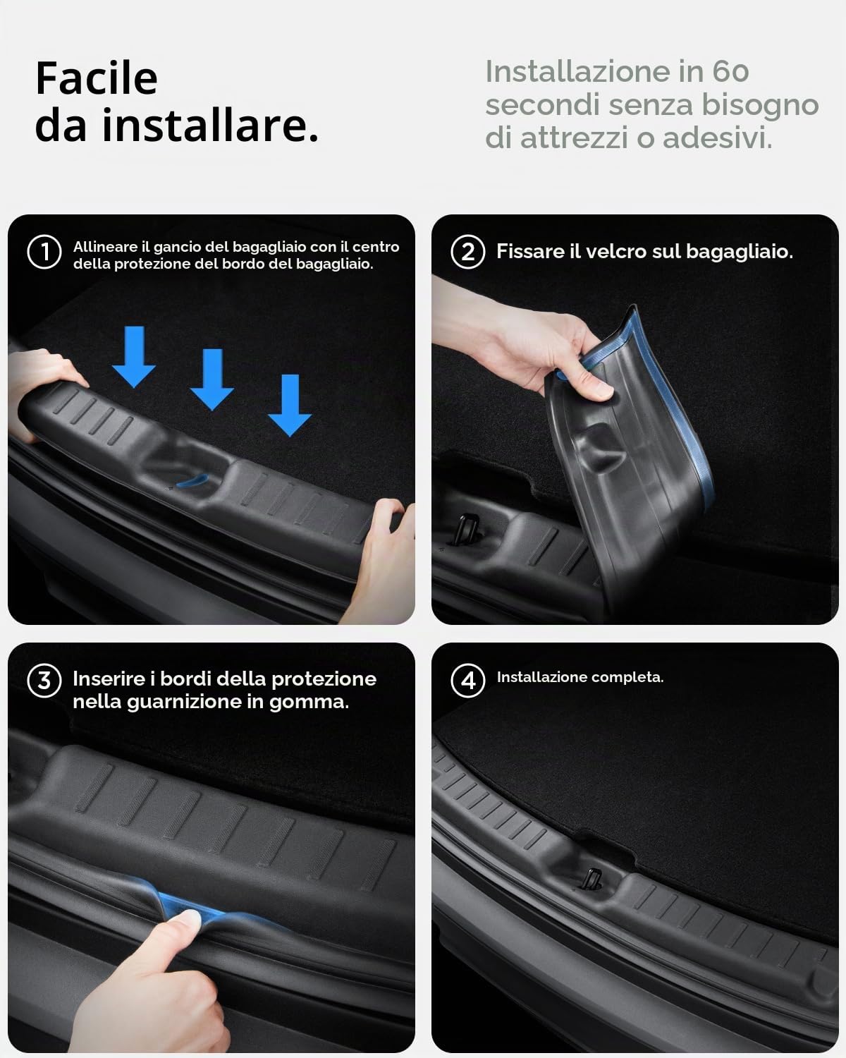 Spigen Tesla Model Y Juniper (Solo Premium & Performance 2025 2026) Protezione Paraurti Posteriore [TPE, Anti-Graffi con Velcro], Protezione Soglia Bagagliaio Compatibile con Tesla Model Y Juniper