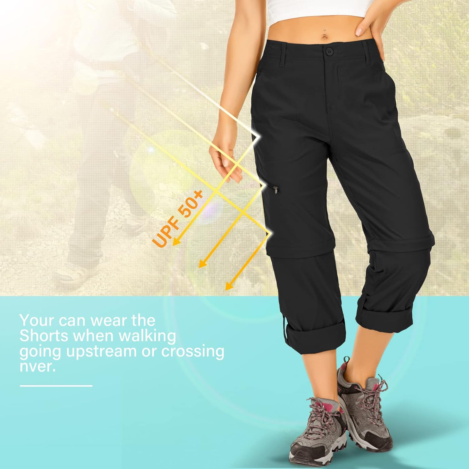 Women's Hiking Pants Convertible Zip Off Lightweight Quick Dry Outdoor Travel Camping Safari fising Pants - Image 3