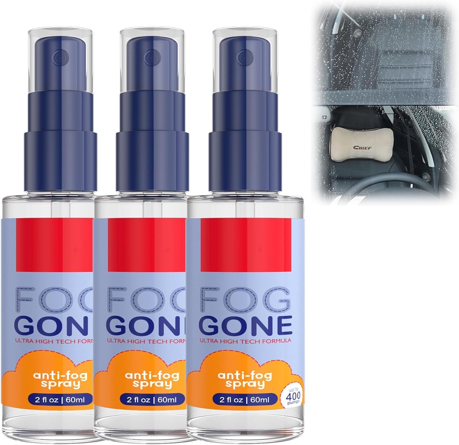 Spray anti-buée et renforcement du verre, spray anti-buée pour pare-brise de voiture, spray anti-buée pour lunettes de natation (3 pièces)