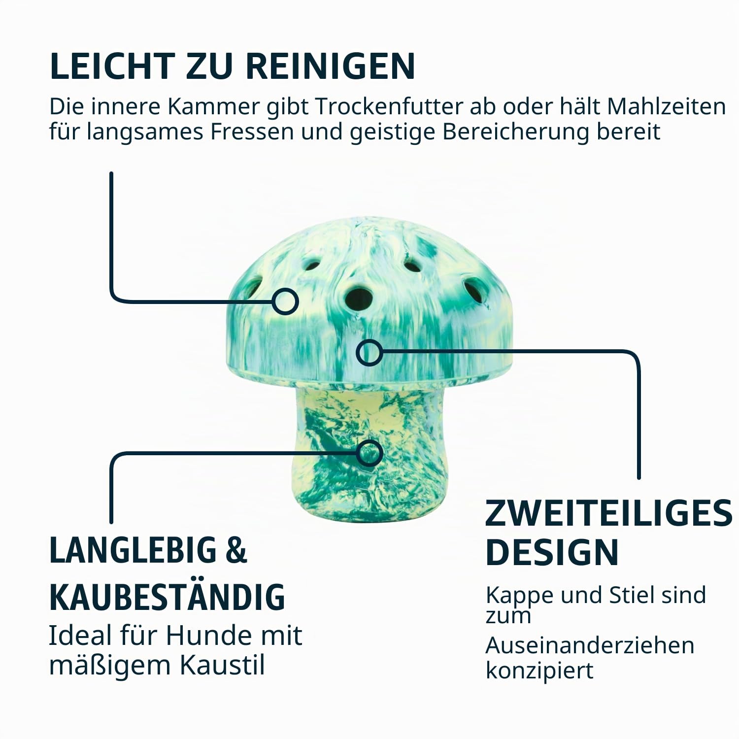 RUFFWEAR Porcini Hundespielzeug, interaktives Kauspielzeug für große Hunde und langsamer Futterautomat, haustiersicherer Hundeleckerli-Spenderball, Moosgrün