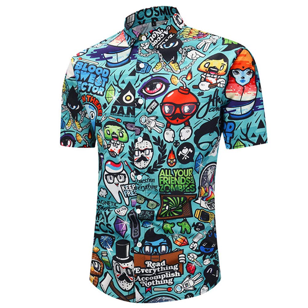 Cartoon print shirt mens Clearance