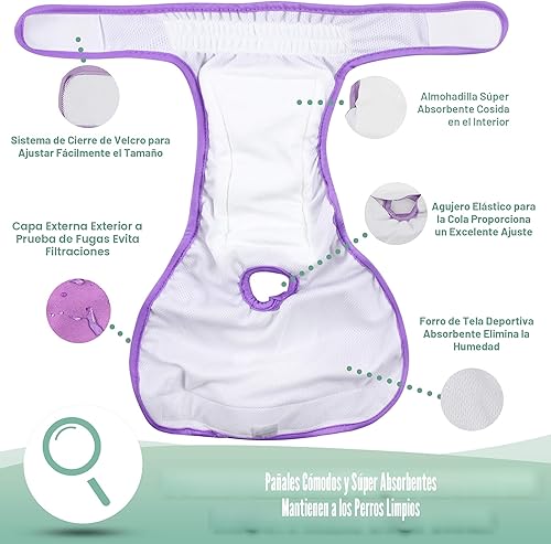 Miniatura 5 de Wegreeco - Pañales lavables para perros hembra (3 unidades)