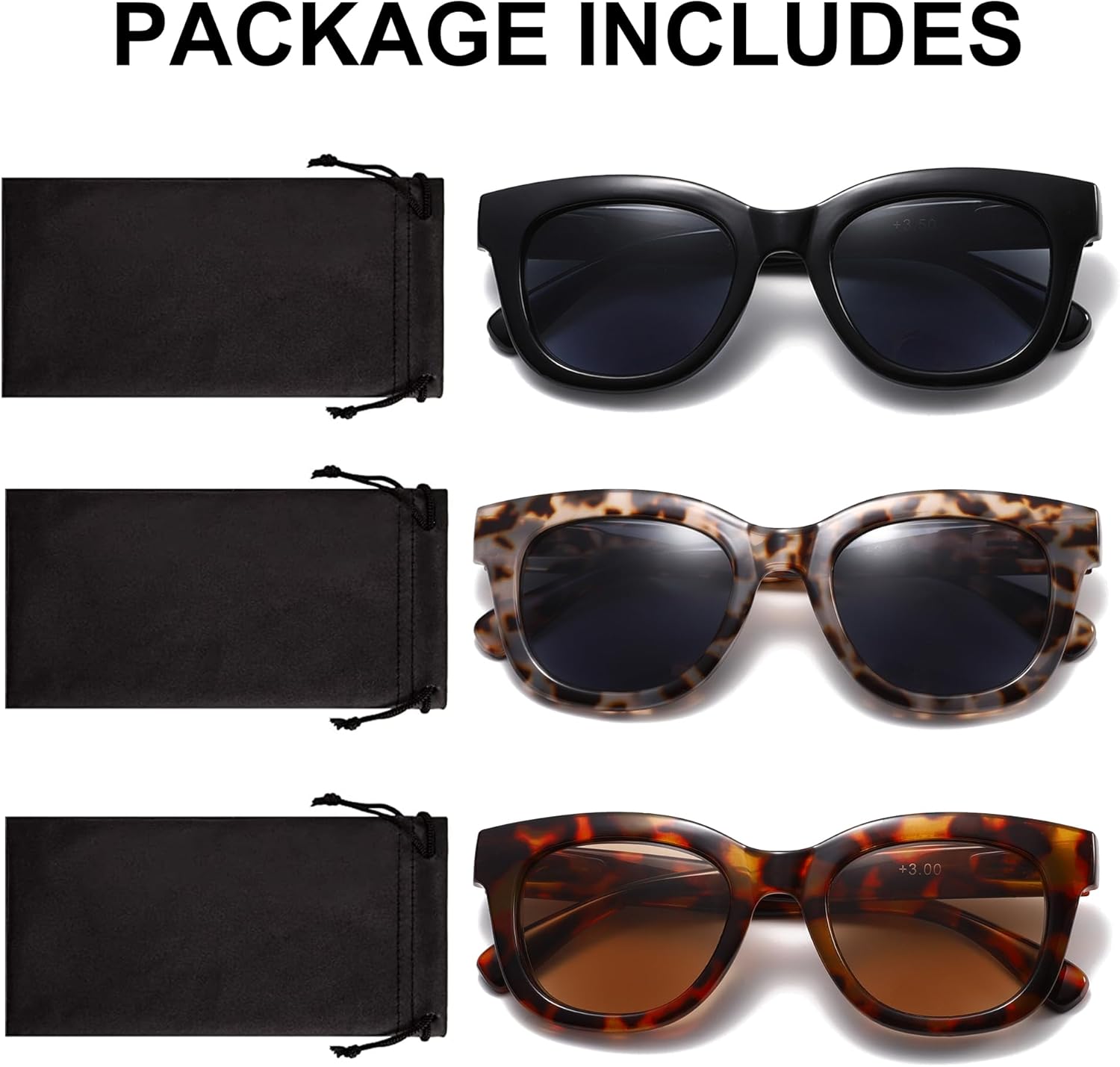 3 Pack Reader Sunglasses Women with UV400 Protection Classic retro style frames for outdoor reading - Image 7