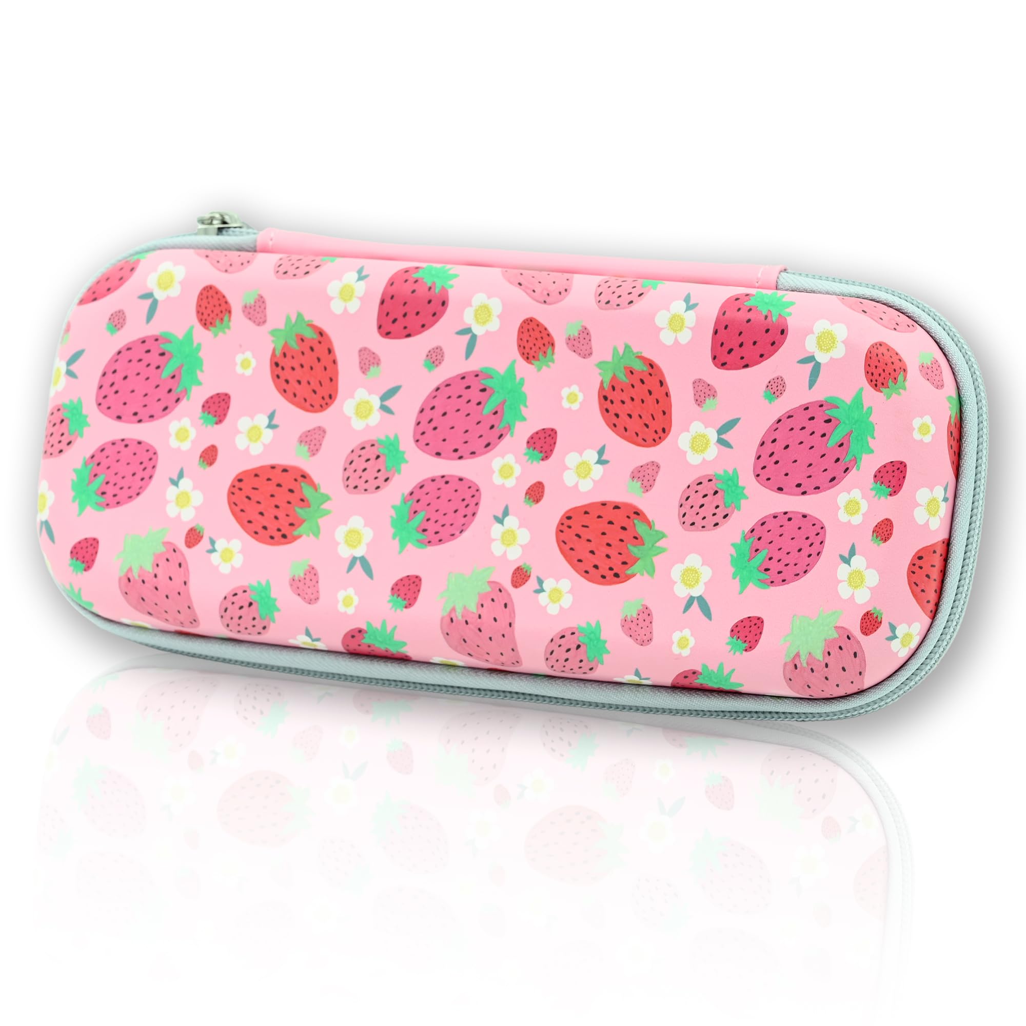 Estuche con Cremallera para Organizador, Estuche de Gran Capacidad, Suministros de Oficina, Fresa, Bolsa