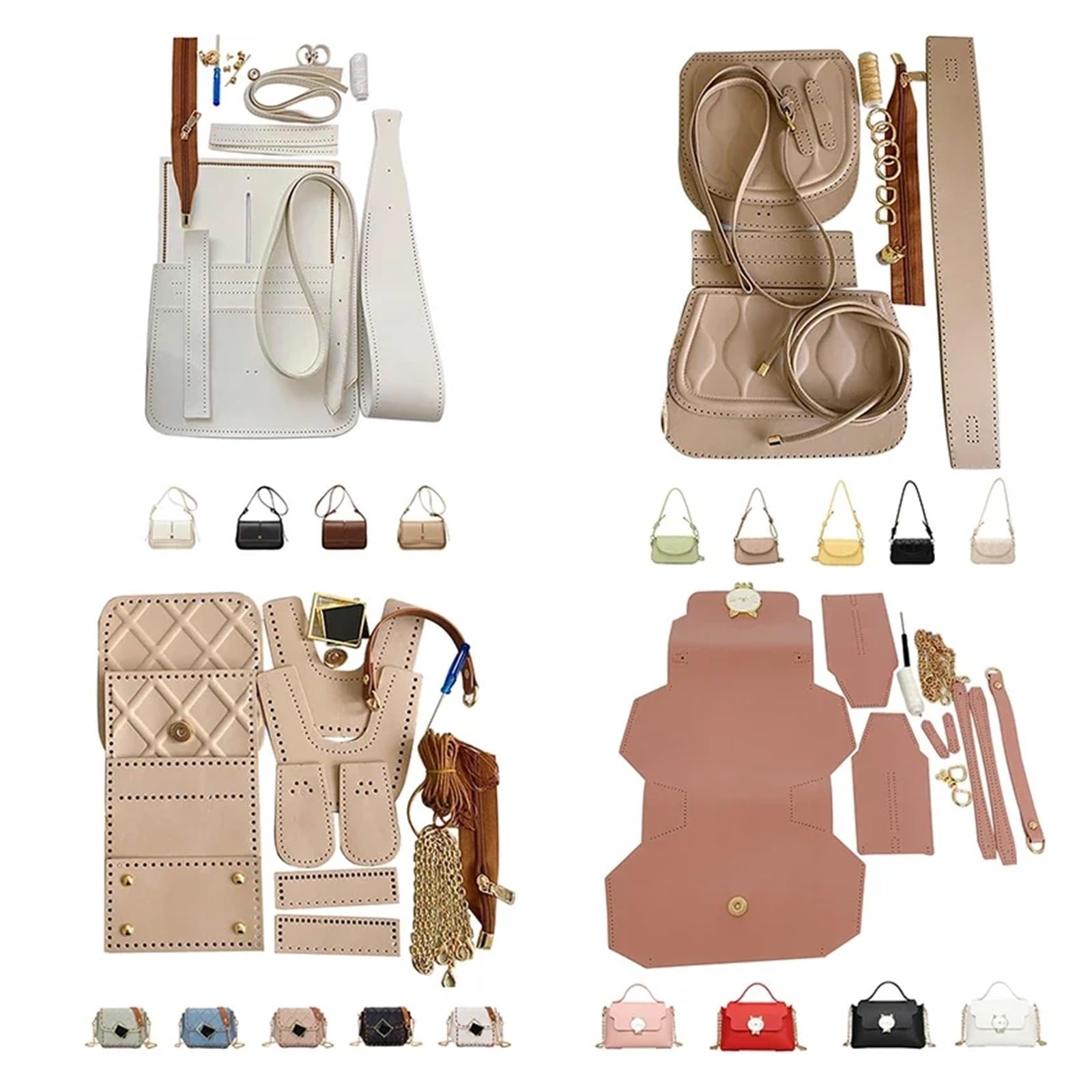 Ensemble de Sacs Faits à la Main, matériel Couture, Bricolage, Sac bandoulière, Kit Fabrication, Poche, Artisanal en Cuir