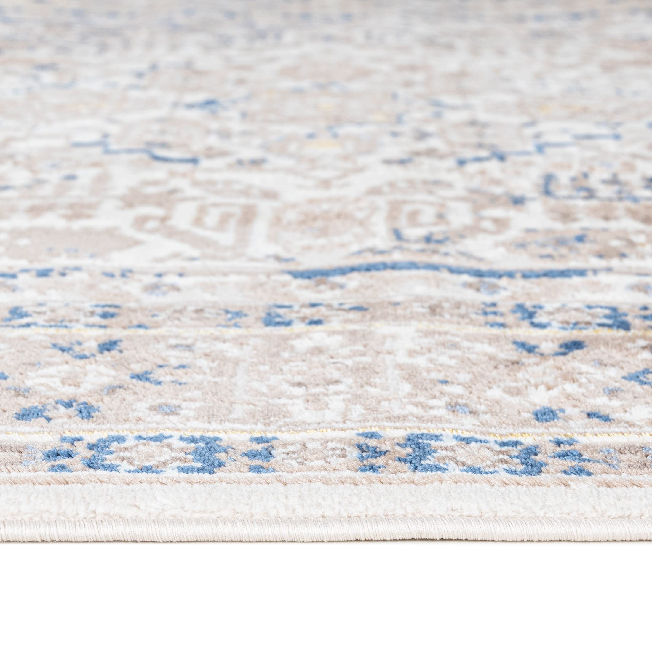 Mazovia Tapis Salon 80x150cm Crème Vintage Classique Doux Chauffage au Sol