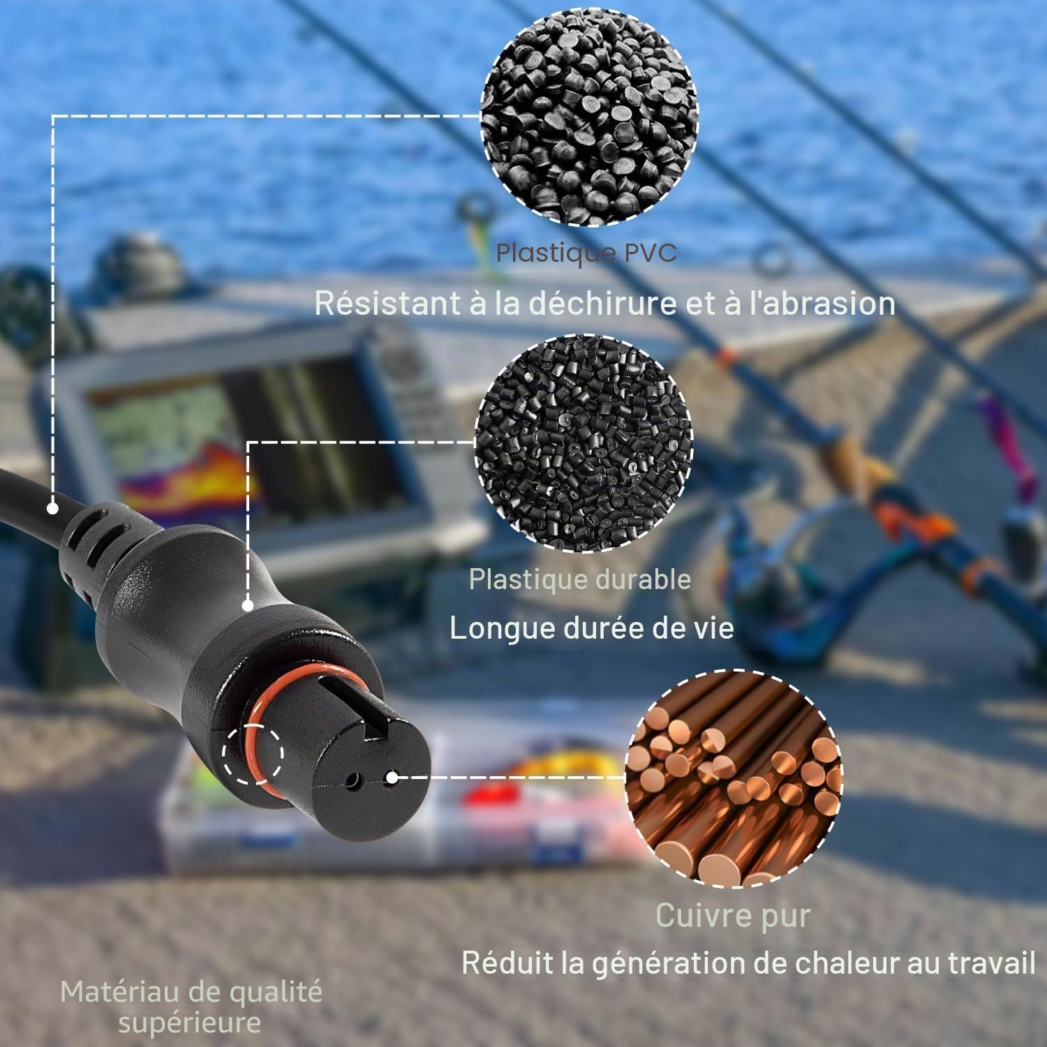 000-14172-001 Câble d'alimentation HOOK²/Reveal/Cruise pour équipement électrique de bateau de 5, 7, 9 et 12 pouces. Convient aux pêcheurs Lowrance Hook2-5-7-9-12