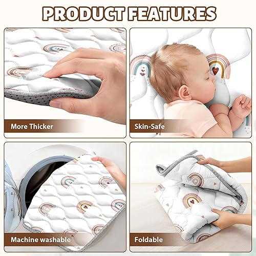 Miniatura 5 de Tapete de juego para bebés de 71 x 59 pulgadas, tapete de espuma extra gruesa, resistente al agua, antideslizante, tapete acolchado para bebés,