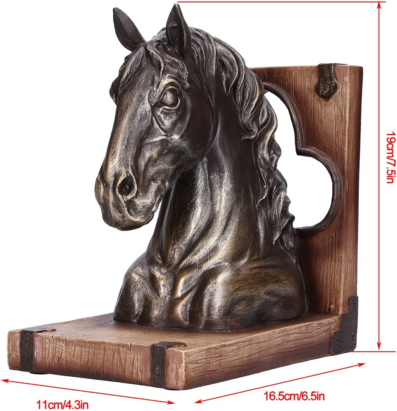 Decorative Horse Bookends, Multifunctional Horse Sculpture Ornament, Horse Book Stand for Shelves, Home Décor, Desktop Decoration(Bronze)