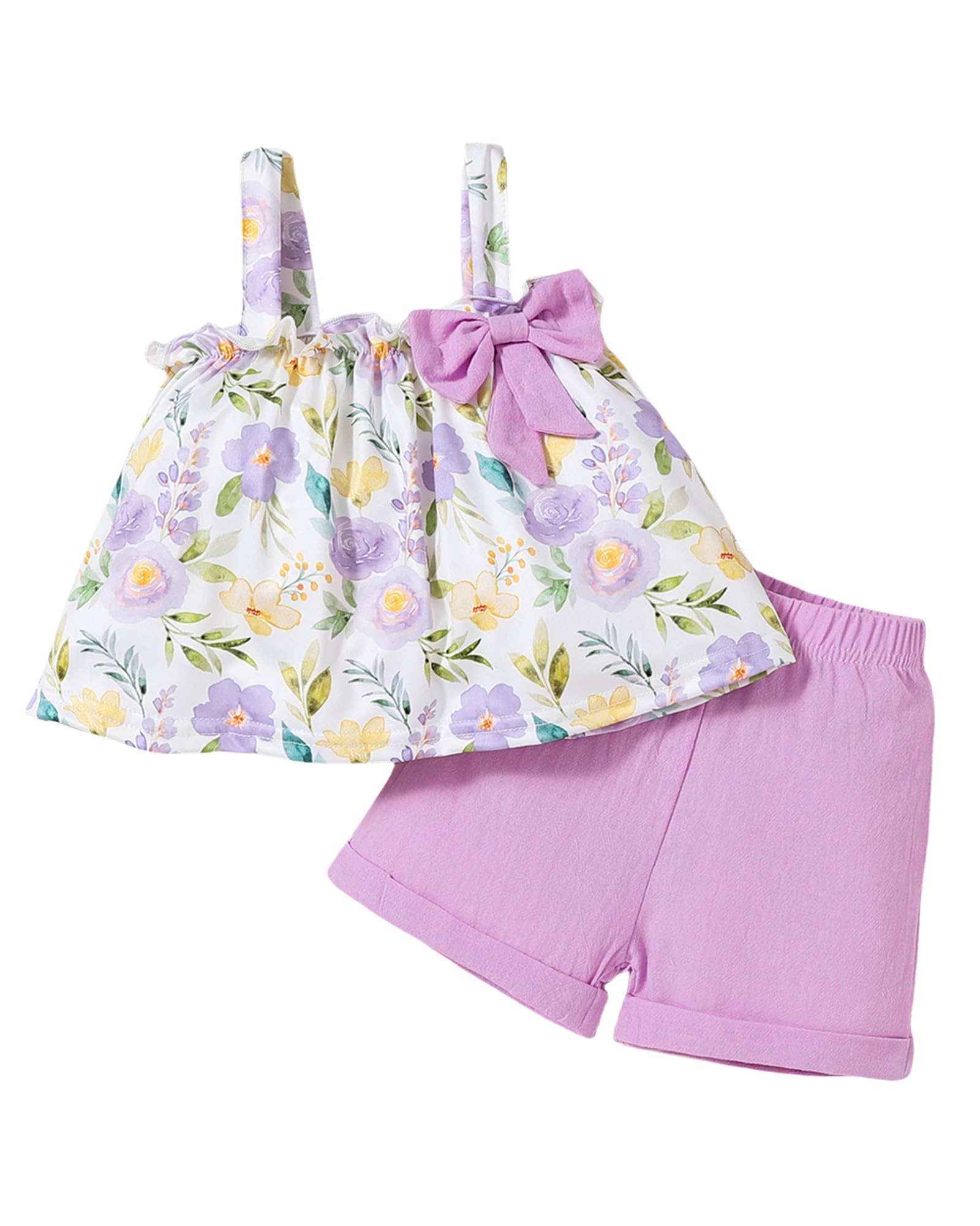 Infant Baby Girl Clothe Toddler Outfit Tank Tops Ruffle Sleeveless Shirt Linen Shorts Cute Two Piece Outfit Summer