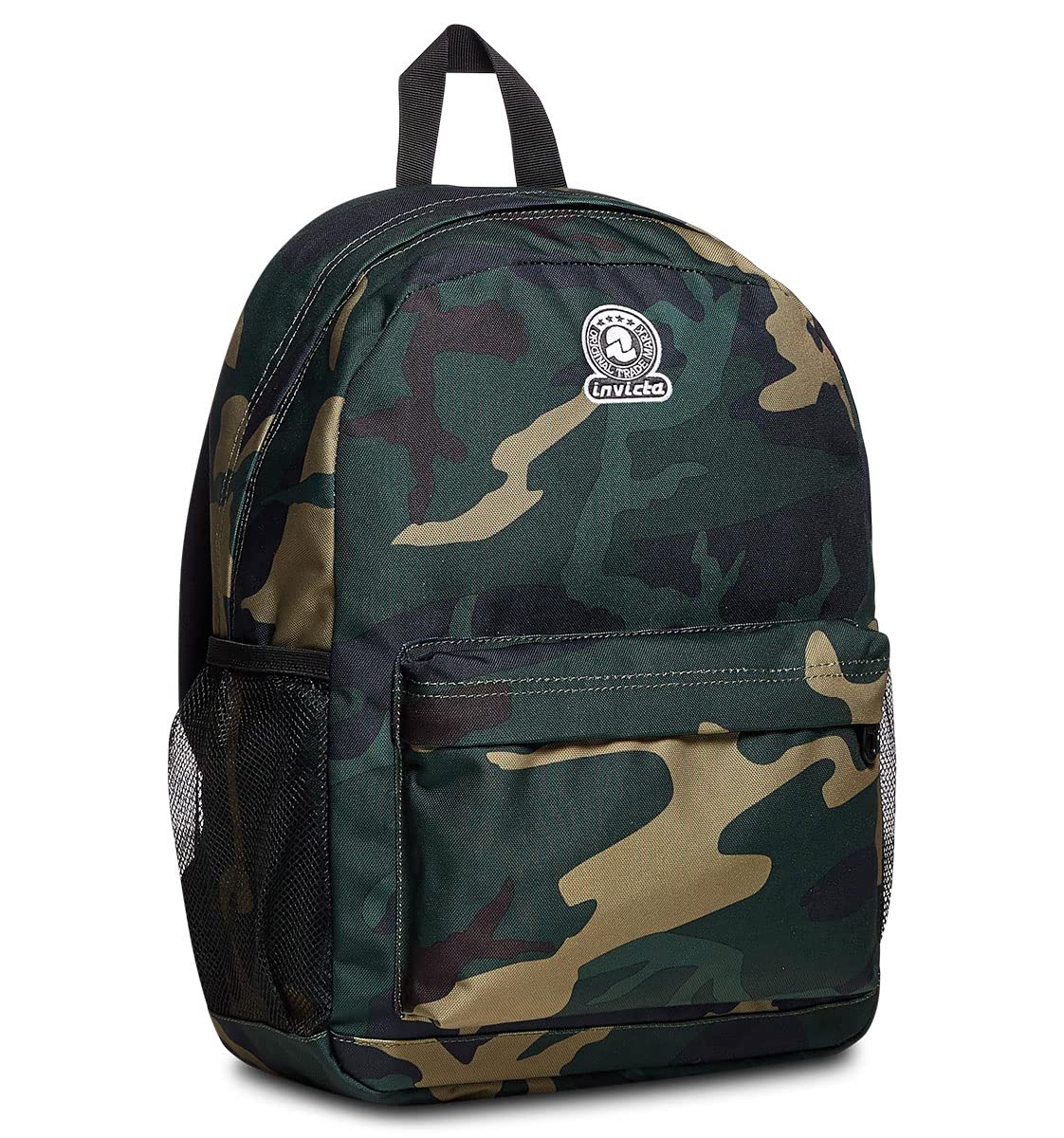 Invicta Ollie Single-Compartment Backpack, Green Camouflage, Military Green, School and Leisure