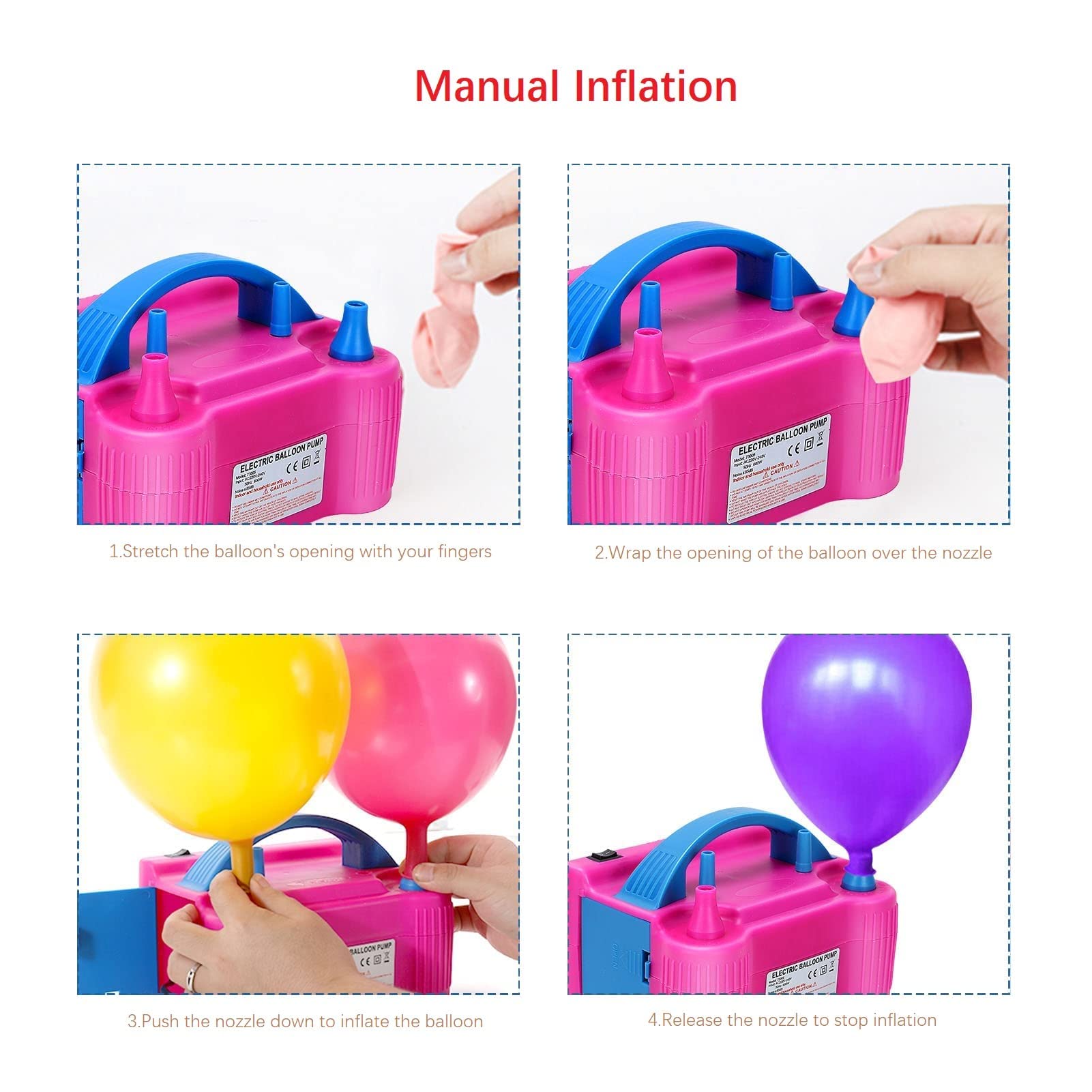 Elektryczna pompa balonowa 220V-240V 600W Przenośna podwójna dysza pompa balonowa elektryczna dmuchawa inflonu balonowego do dekoracji imprezy