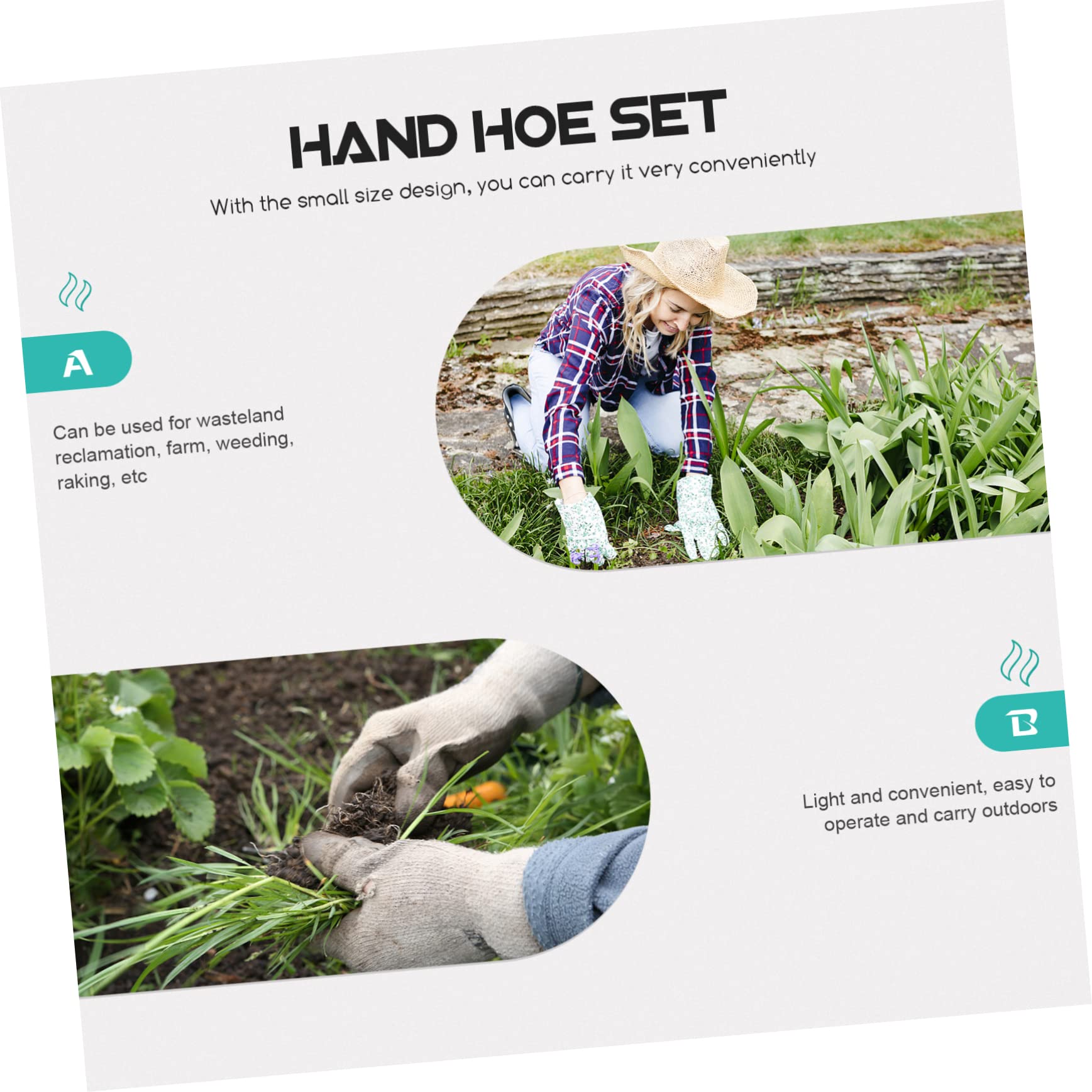 INOOMP 2 Pièces Houe à Main Manganèse Outil de Jardinage Durable pour Désherber Jardins