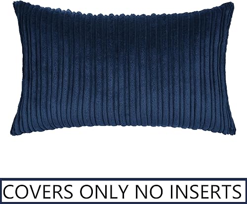 Miniatura 634 de UGASA - Juego de 2 fundas de almohada de terciopelo a rayas, funda decorativa para cojín con cremallera oculta para el hogar, sofá, dormitorio,