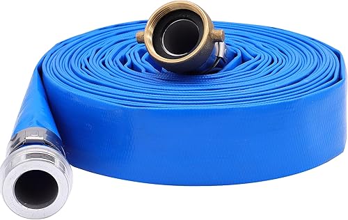 Vista 19 de Manguera de descarga de bomba de agua plana de PVC de 2 pulgadas x 50 pies con accesorios de aluminio, montaje de manguera de retrolavado de piscina