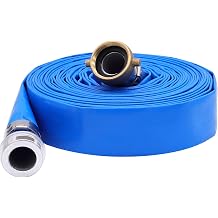 3" x 50ft PVC Lay Flat Water Pump Discharge Hose With Aluminum Pin Lug Fittings, Heavy Duty Reinforced Pool Backwash Hose Assembly
