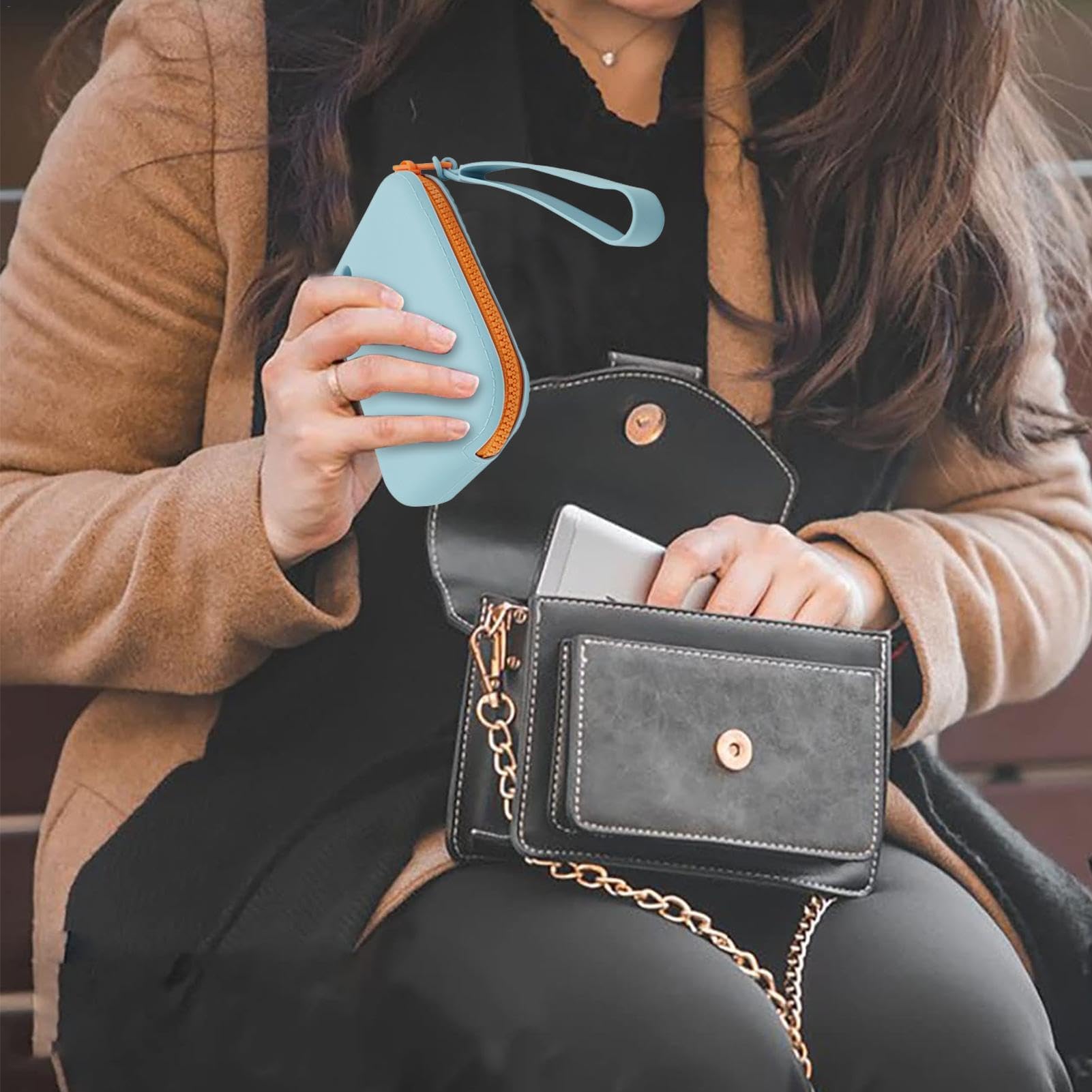 Custodia per Cuffie - Borsa Quadrata in Silicone, Impermeabile, per Cavi | Organizer Portatile per Trucchi, Portachiavi, con Cerniera, Accessori multifunzionali per Donne e Ragazze (4,72x0,96x3,54 po