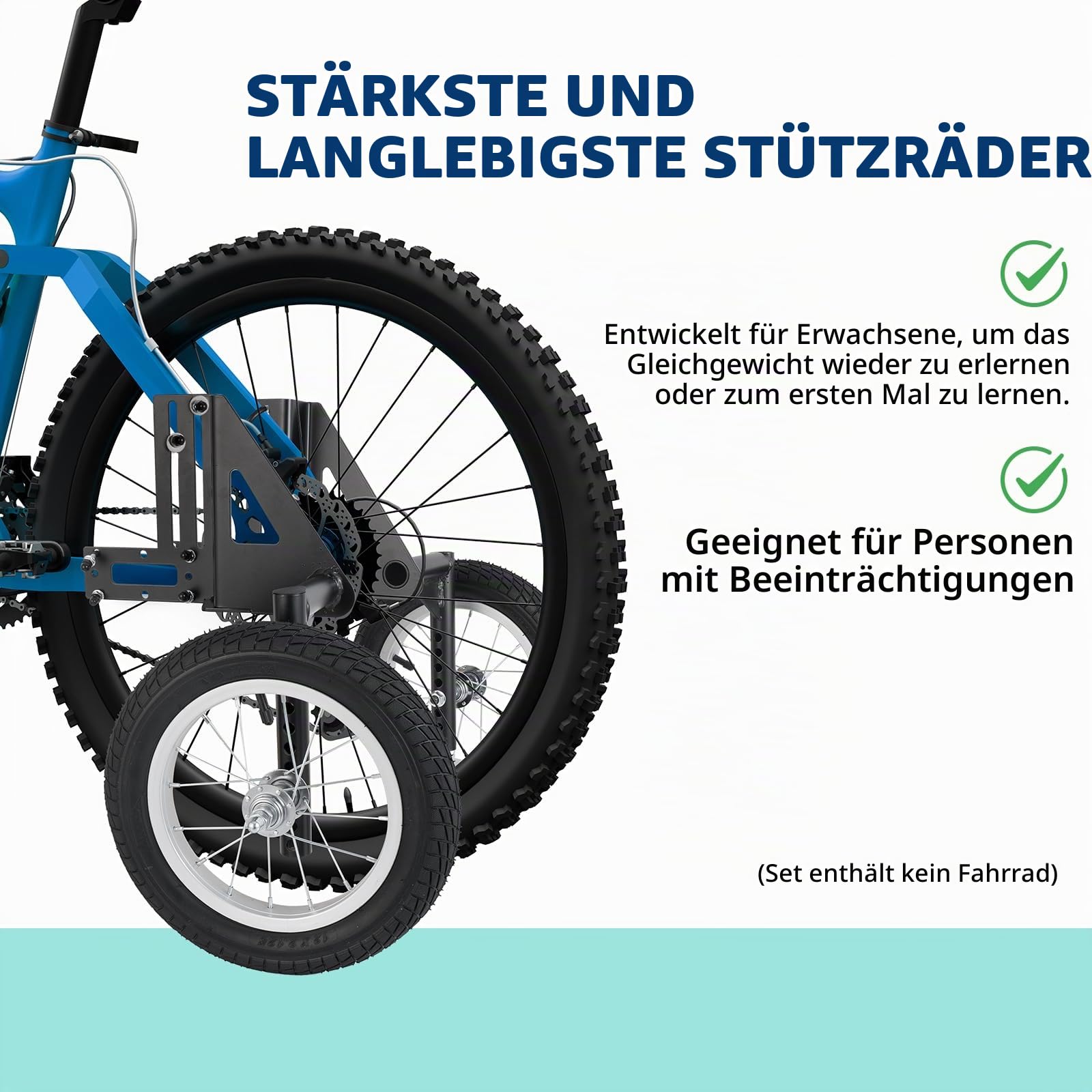 Moshay Stützräder aus Aluminiumlegierung, verstellbar, für Erwachsene, Stabilisatoren, passend für 61 bis 73,7 cm (24–29 Zoll)