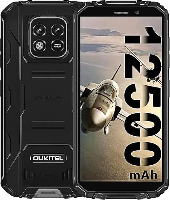 OUKITEL 12500mAh Battery Rugged Smartphone 2022 WP18, 5.93 Inches Android 11 Waterproof Mobile Phone Fast Charge+Reverse Charge, 4G LTE Dual 4G+32G/1TB SIM-Free & Unlocked Mobile Phones Face ID/OTG
