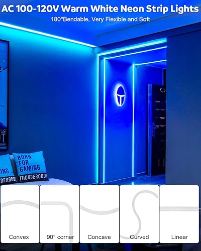 Miniatura 8 de Aclorol Cuerda LED de luz de neón para exteriores, impermeable, blanco cálido, tira de luces de neón de 16.4 pies, CA 110 V-130 V, LED de neón