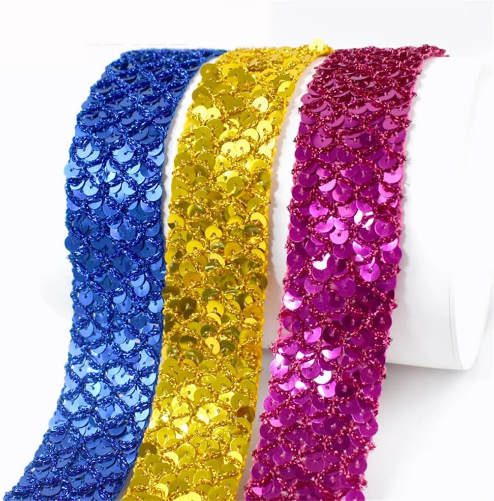 5/10Meter 35Mm Sequin Lace Trim Ribbon for Garment Dance Dress Sequin Tape Wedding Decoration DIY Sewing Accessories