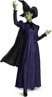 Disguise Womens Wicked Elphaba Costume, Deluxe Official Wicked Elphaba Costume Cape and Hat for Women