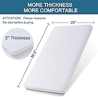 Vista 2 de Protector de colchón para cuna de bebé, 36.5 x 25 x 2 pulgadas, colchón de espuma viscoelástica de gel de doble cara con funda suave extraíble