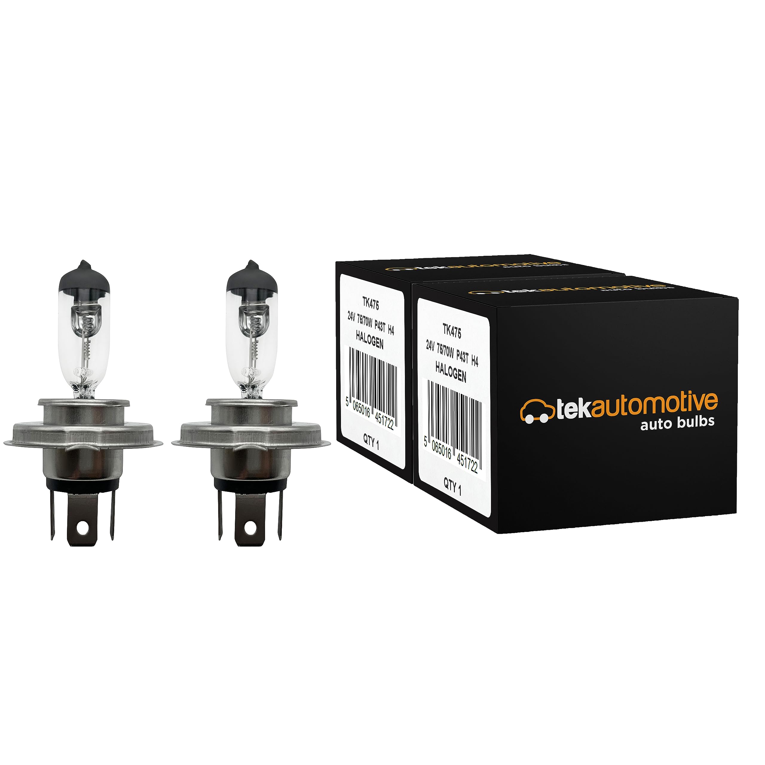 Tek Automotive Truck & Lorry H4 475 Headlight Bulbs 24V 75/70W Twin Pack – P43T Halogen E-Marked Road Legal