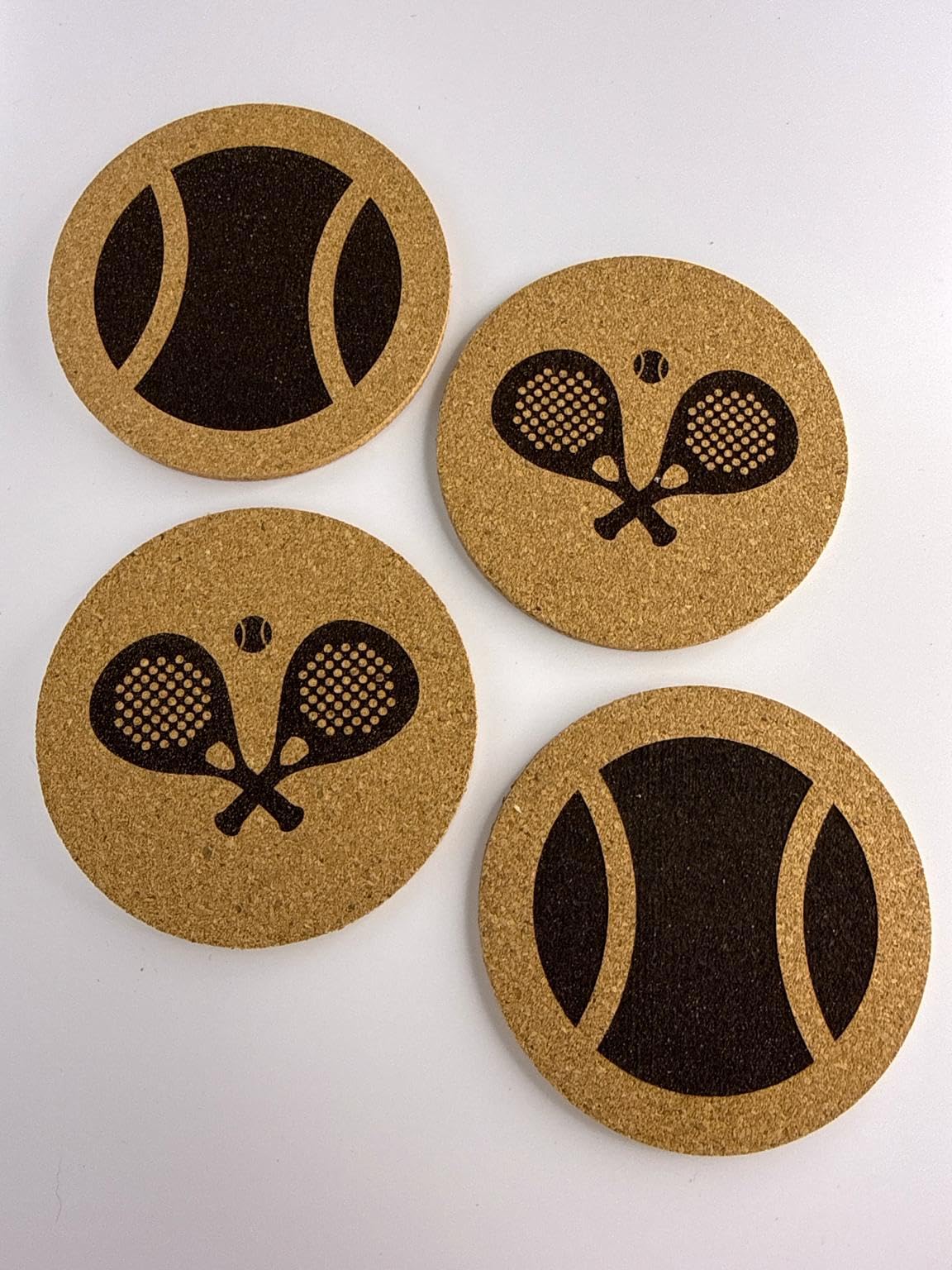 Dessous de verre en liège Padel motif gravé set de table apéro sport