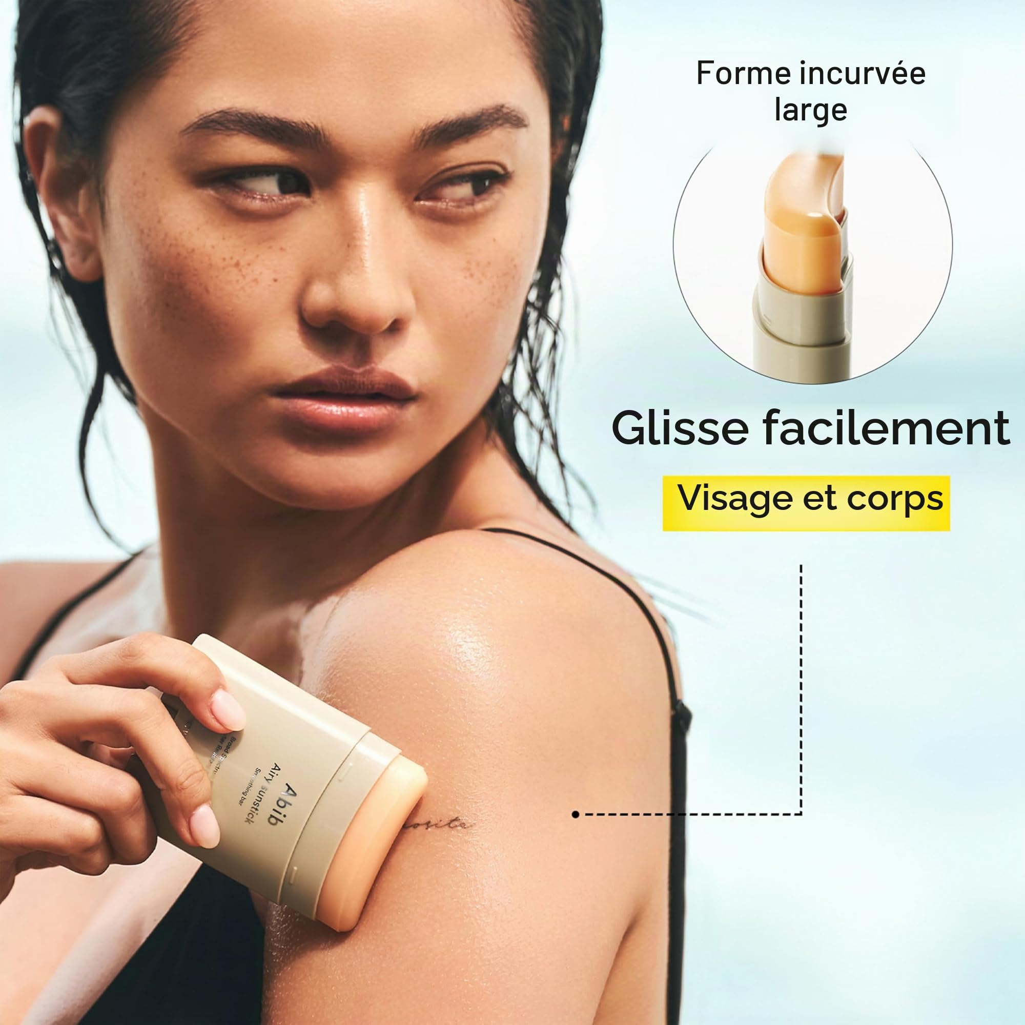 Abib Airy Sunstick Smoothing Bar Spf50 | Crème solaire à finition mate non adhésive pour le visage et le corps, barre solaire longue durée coréenne
