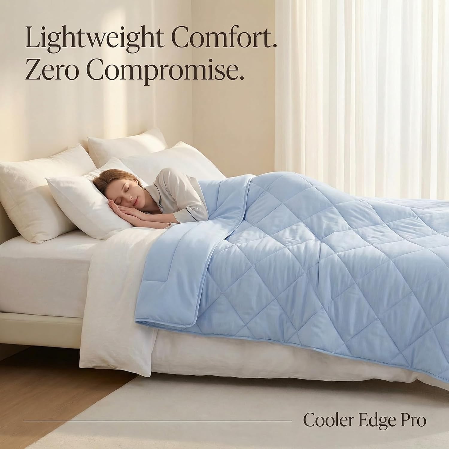Degrees of Comfort Twin Cooling Comforter, Cooling Blanket for Hot Sleepers, Moisture-Wicking & Breathable, Upgraded Dual-Sided with Coolmax, Q-MAX＞0.4, 60 x 90 Inch, Blue