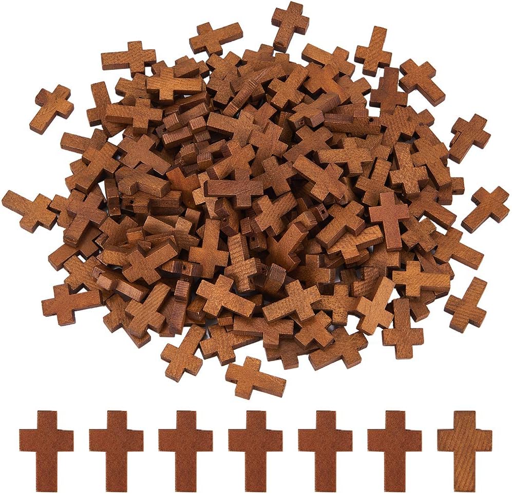 SUNNYCLUE 200Pcs 0.85x0.55Inch Wood Cross Charm Pendants Mini Natural Wooden Small Cross Charms Bulk for Party Favors Easter Rosary Necklace Jewelry Making Charms Hanging Ornament Craft Accessories