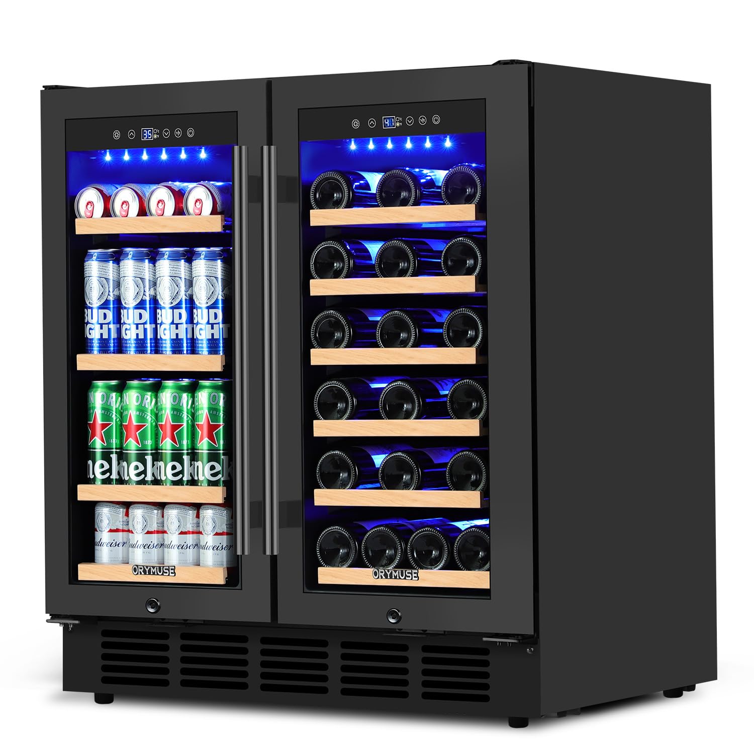 ORYMUSE 30 Inch Dual Zone Wine and Beverage Refrigerator, Under Counter