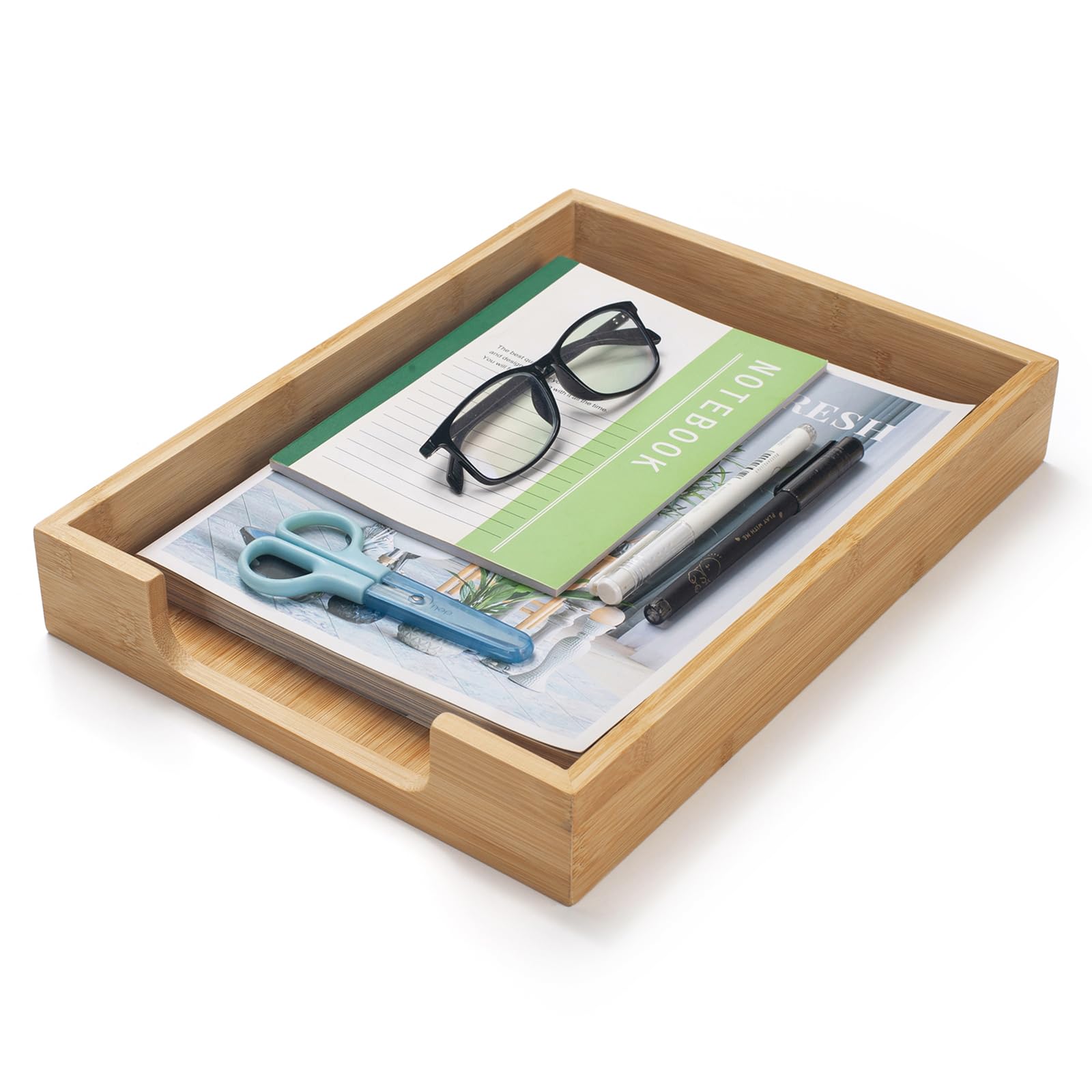 Wood Letter Tray, Bamboo Desk Tray, Wooden Desktop Organizer for Papers, Documents, Magazines, Files