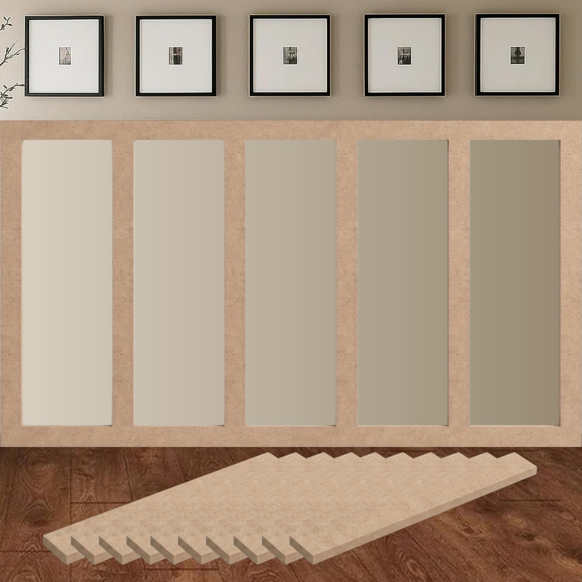 Pre-Cut Wall Molding Kit Raw MDF Board and Batten 10 Pack | Raw MDF Board and Batten 10 Pack
