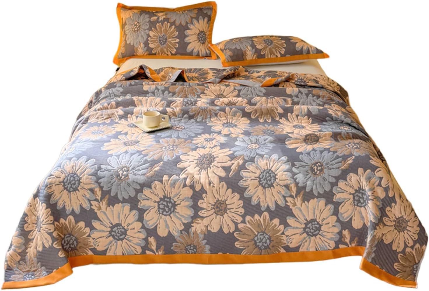 Muslin Boho Throw Blanket for Bed Couch Strawberry Flower Summer Cotton Farmhouse Breathable Lightweight Quilt Ultra Soft Travel Blanket for All Season 80x90 Inch(Strawberry Flower, 80x90 Inch)