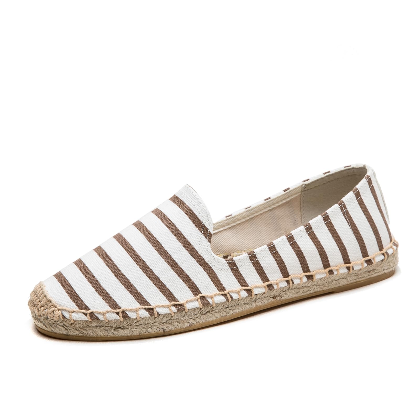 Women's Stripe Canvas Flat Espadrilles - Relaxed Comfort Espadrilles for Women Summer Canvas Slip On Shoes Easy to On/Off Suitable for Many Occasions