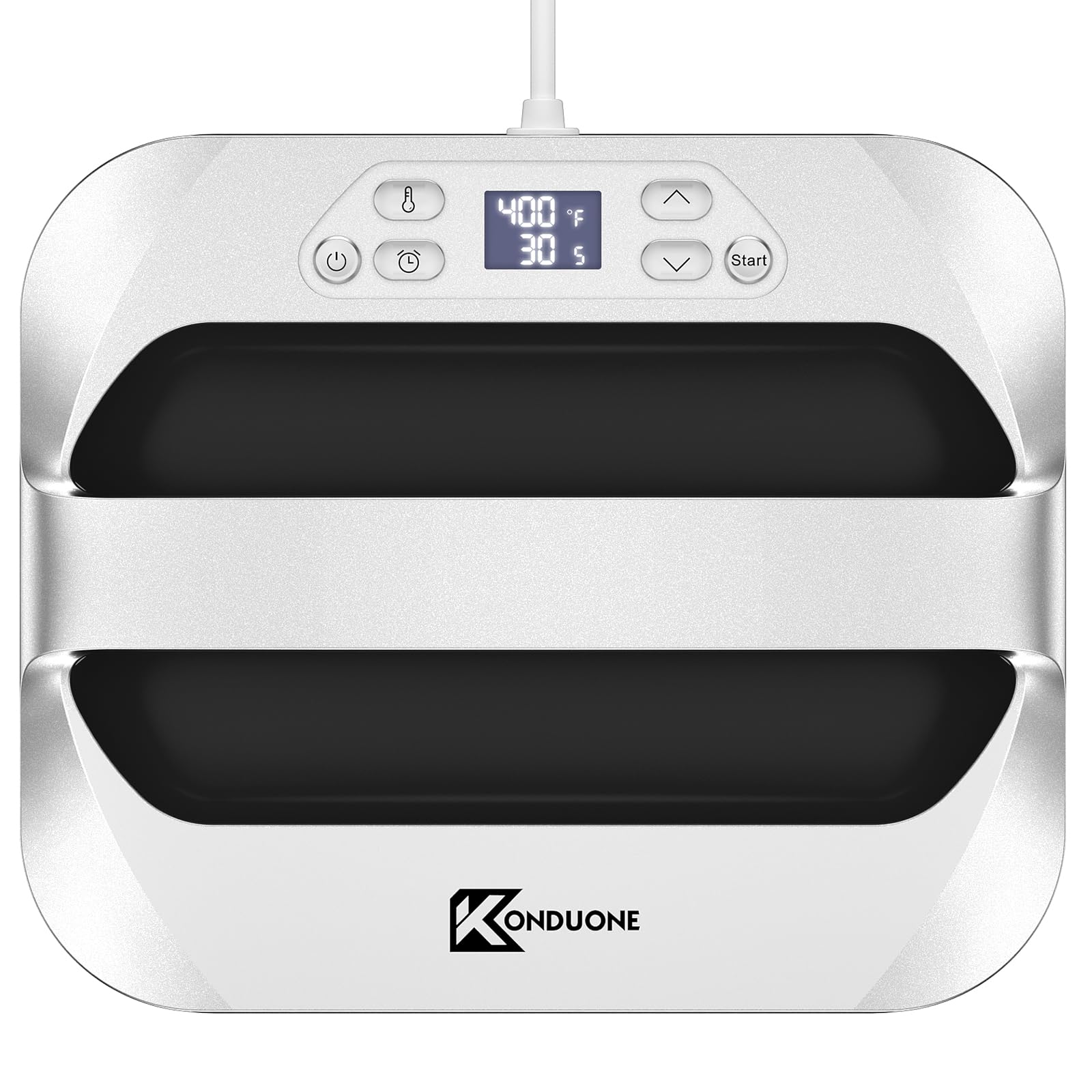 Heat Press Machine 12" x 10" Portable Easy Heat Press Heat Transfer for T-Shirts and HTV Vinyl Projects, Satin Silver & Charcoal Gray