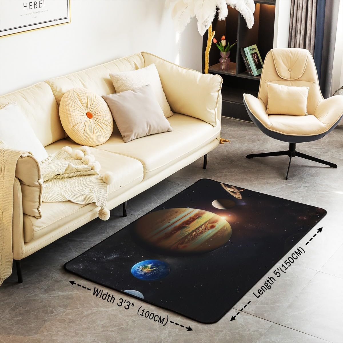 Erosebridal Space Theme Living Room Rugs 3x5 Outer Space Area Rug for Girls Boys Galaxy Carpet Solar System Indoor Floor Mat Universe Themed Bedroom Decor Decorative Accent Rug for Teens Kids