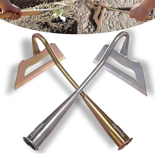 Greenby Azada hueca endurecida de acero, herramienta de jardín de azadas, azada de jardín afilada para desmalezar el patio, aflojar el suelo,