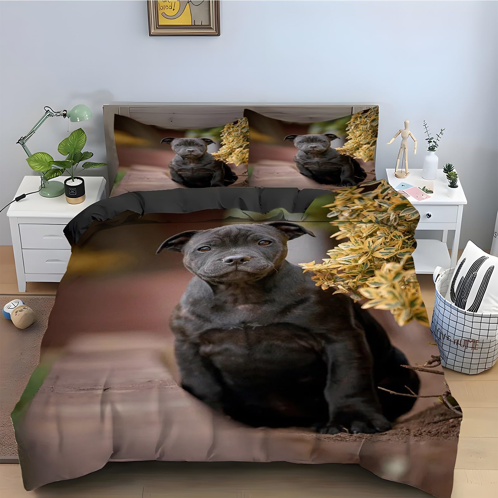 Parure de lit animal Bull Terrier 240x260 pour une chambre cocooning