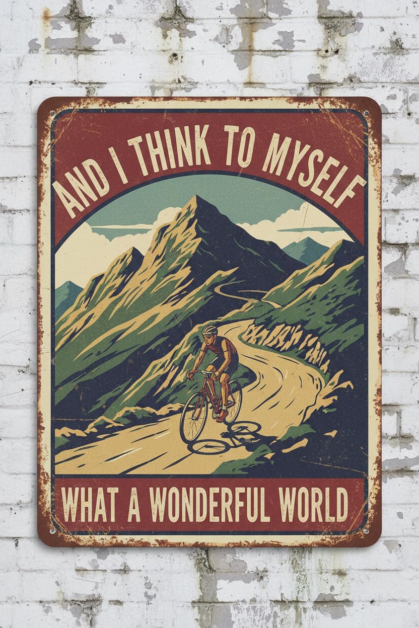 Cycling What A Wonderful World Tin Sign, 8x12 Inch