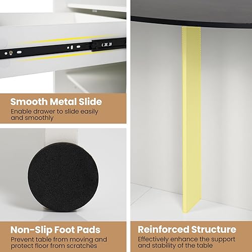 Vista 53 de Tangkula Escritorio de recepción, mostrador frontal con cajón con cerradura y estante ajustable, escritorio ovalado, mostrador minorista para pagar