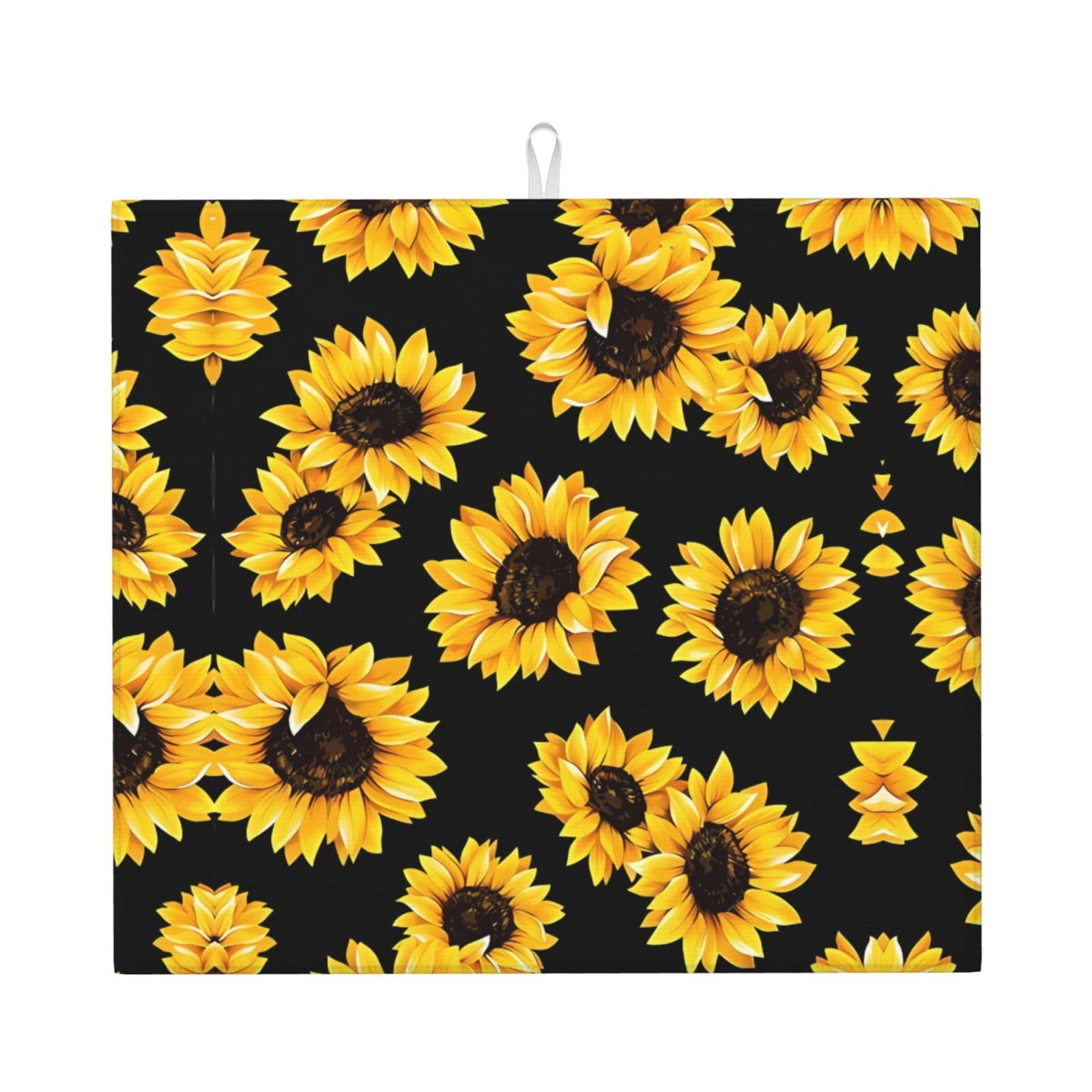 YYHWHJDE Sunflower Prints Kitchen Drying Mat - Absorbent Dish Drying Throw with Vibrant Prints, Quick-Dry Countertop Layer for Dishes & Appliances - Non-Slip & Foldable