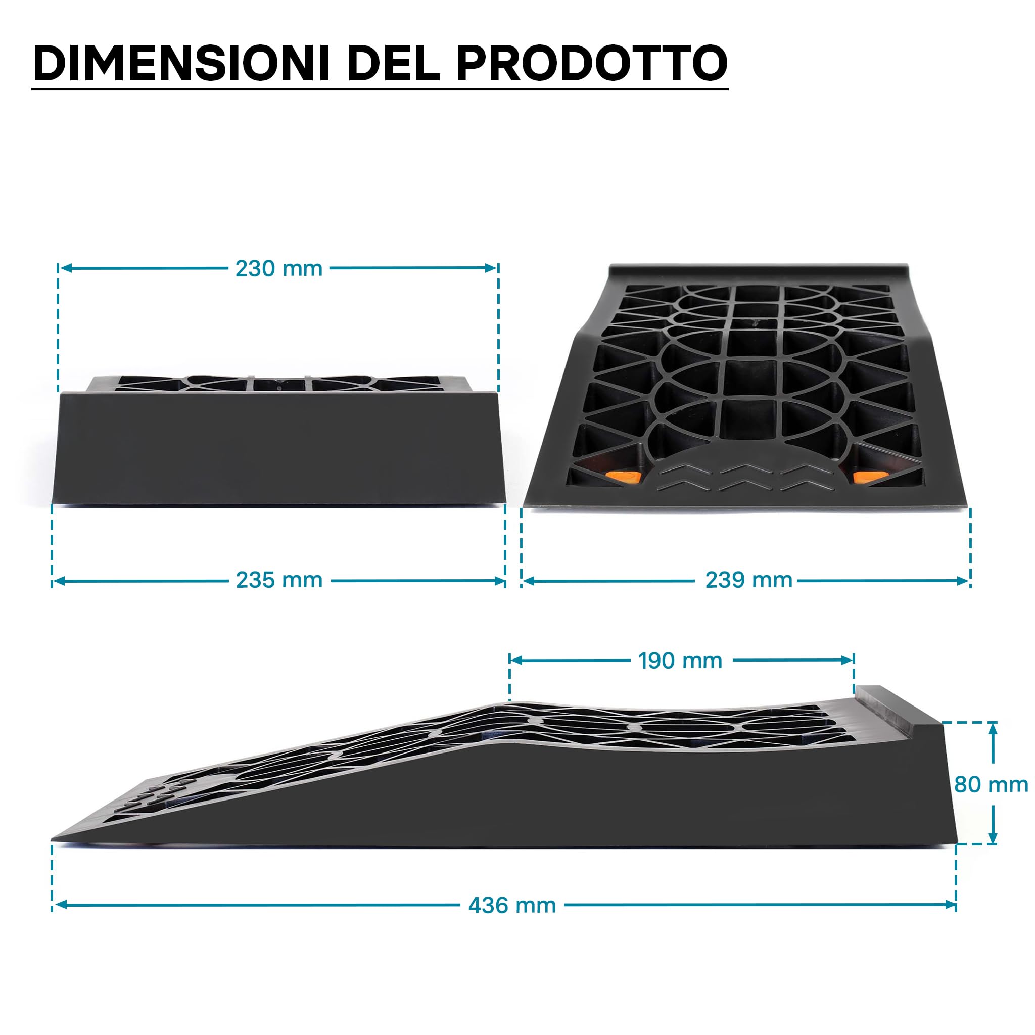 Wiltec Cunei livellatori auto veicoli 2 pz. max 3 t Rampa di livellamento in plastica