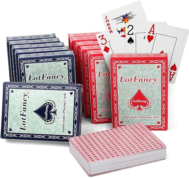 LotFancy 12 Packs Playing Cards Large Print, Large Deck of Cards Multipack, for Jumbo Index,Texas Hold'em, Blackjack, Euchre, Canasta Cards Games