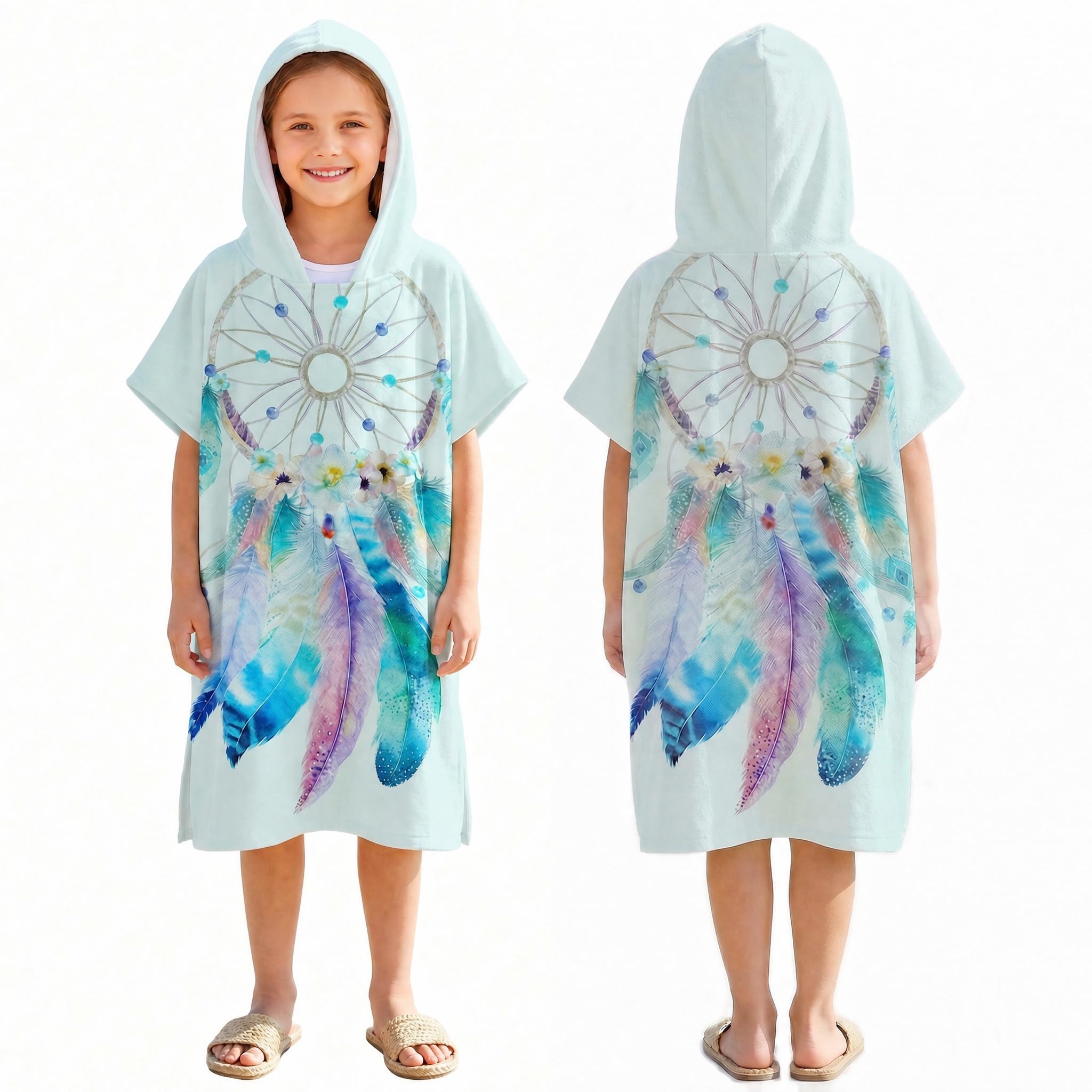 LOMTRATS Quick-drying Surf Poncho, Changing Towel, Bathrobe, Sports Towels for Swimmers,Hoodie for Kids,Swimming,Beach,Surfing,Diving,Bathing（Kid-M）