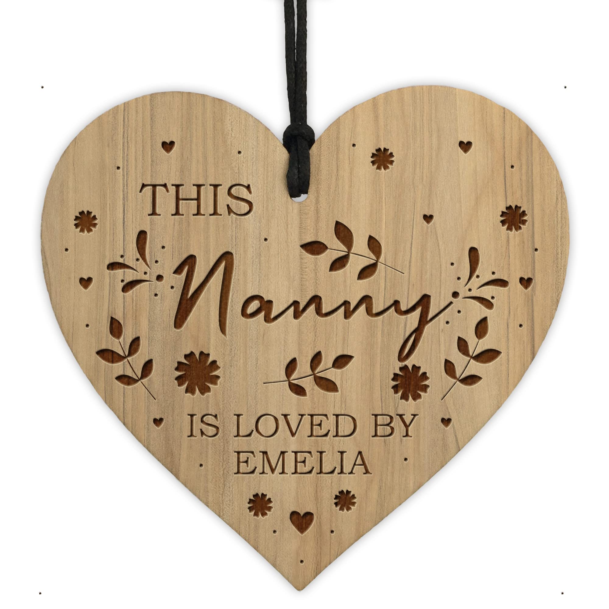 Red Ocean Nanny Gifts For Birthday Christmas Personalised Engraved Heart Gift From Grandchildren Gift For Nanny