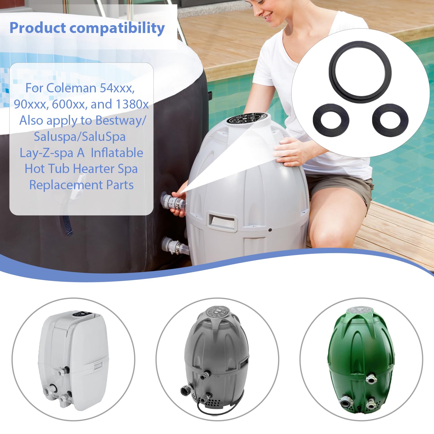 Juego de arandelas de junta de bomba de aire para Coleman, Bestway, Lay-Z-Spa
