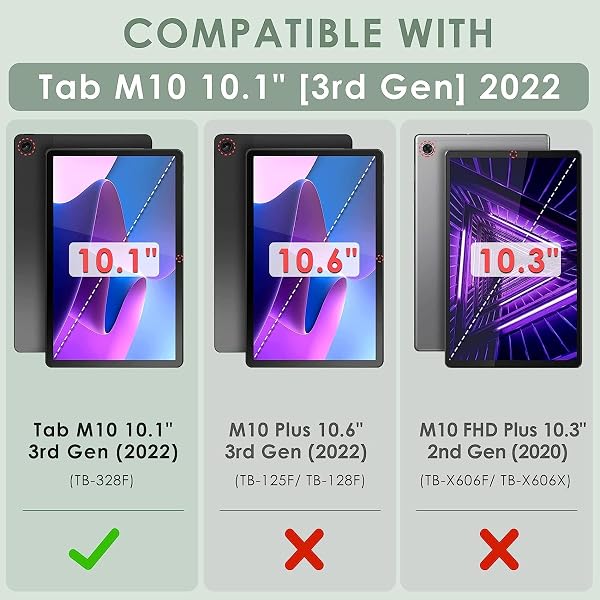 pour Coque Tablette Lenovo Tab M10 (3rd Gen) 10.1" 2022 TB-328FU/328XU Coque PU Cuir 360°Rotatif Multi-Angle Stand Flip Protection Housse pour Lenovo Tab M10 Gen 3 étuis Cover, Rouge - 2